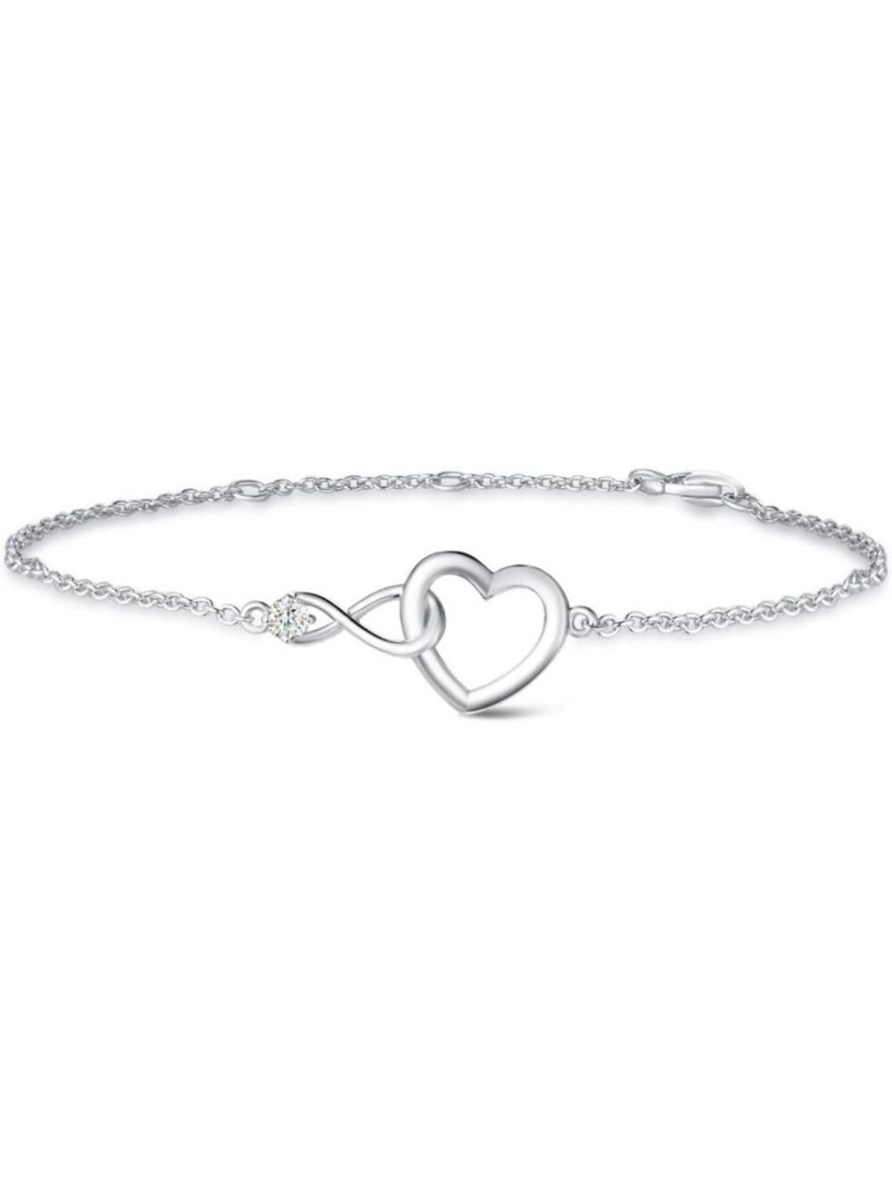 Infinity Love Heart Necklace & Bracelet Set - Sterling Silver Gold Plated